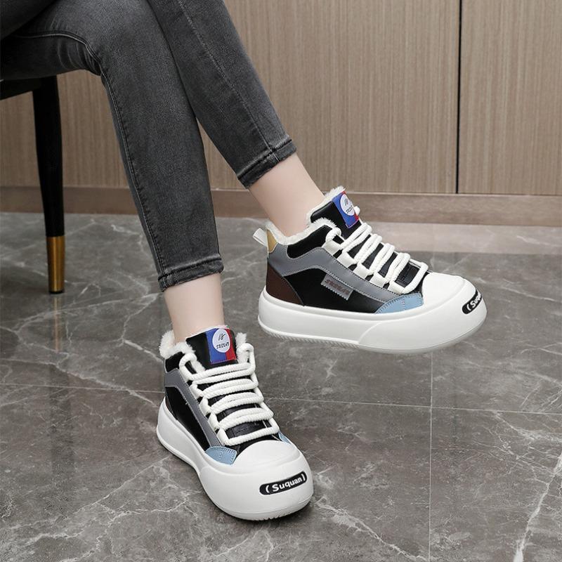 Fashion 2024 Winter Outdoor Plush Warm Shoes Women's Sports Board Thick Sole Increase Cotton Footwear Sneakers Female Boots Booties