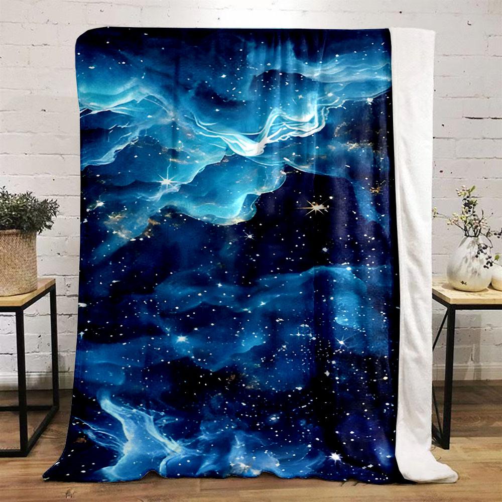 Galaxy Nebula Starry Night Blanket Design Patterned flannel blanket perfect for the bedroom living room, sofa, or a little nap