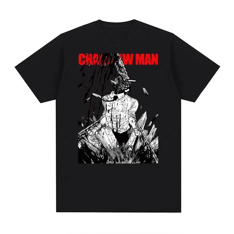 Japanische Anime Chainsaw Man T-Shirts 100% Baumwolle Unisex T-Shirts EU-Größe Manga Grafikdruck Kurzarm Harajuku Oberteile