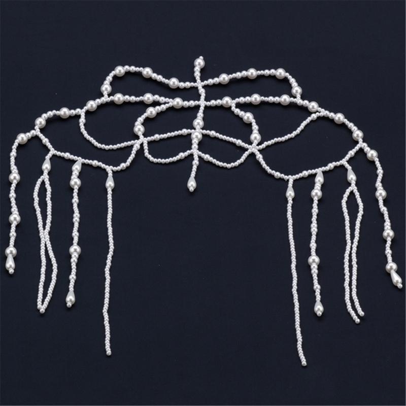 Pearls Tassels Hairpiece Elegant Weddings Headdress Original Handmade Headwear for Weddings and Parties
