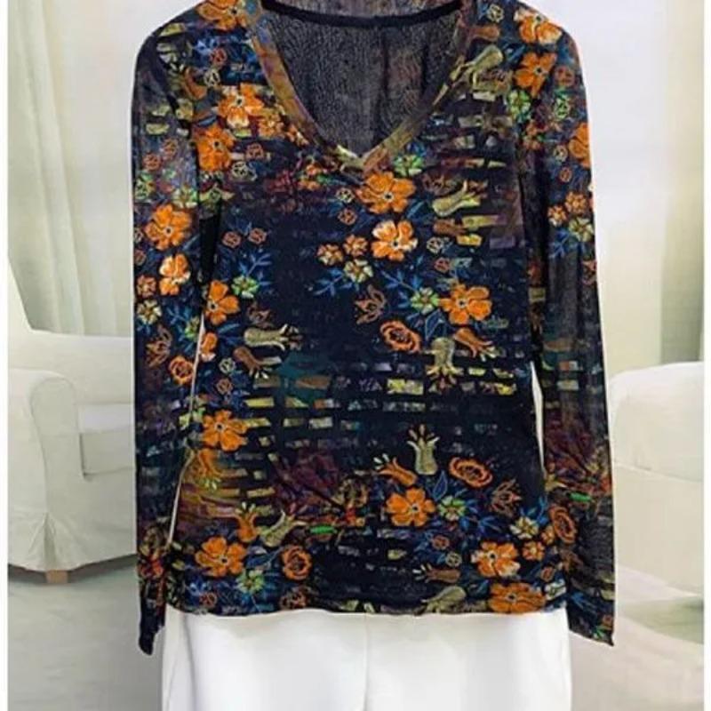 

Новая универсальная модная эластичная двухслойная сетчатая базовая футболка, надетая слоями с облегающим топом в китайском стиле L бежевый