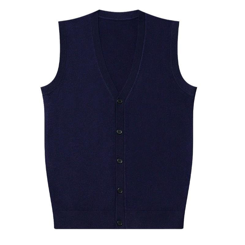 100% Pure Wool Men's Winter 2025 Cardigan Vest - Sleeveless, Middle-aged Style Sweater