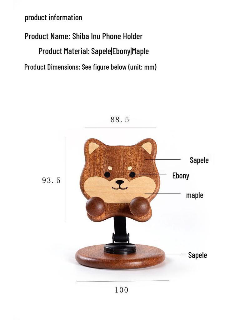 Shiba Inu Wooden Phone Stand & Cute Desktop Organizer