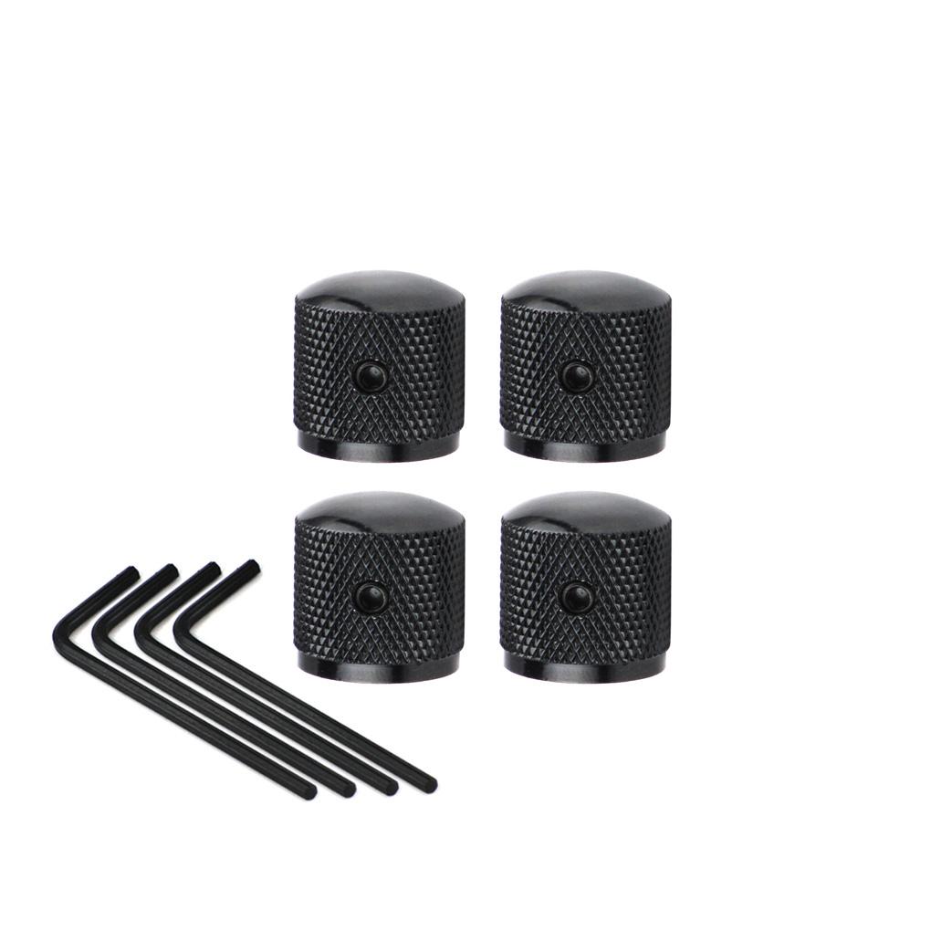 FLEOR 4pcs Dome Top Metal Bass Knobs Speed Control Knobs 6mm with Wrench,Chrome/Black Option