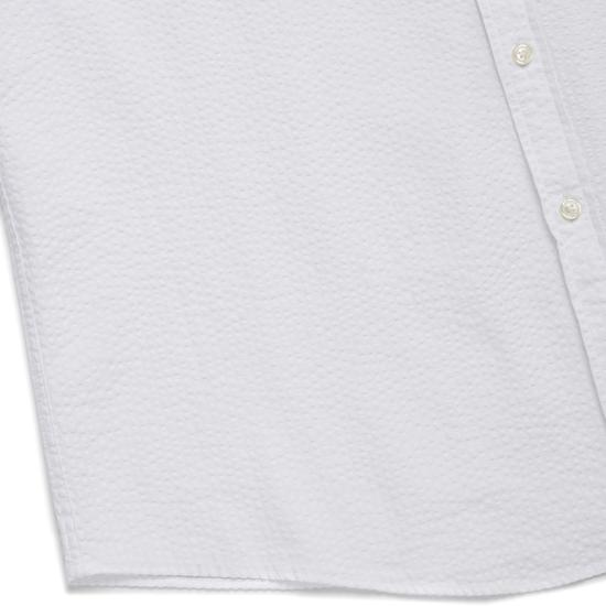 Regular Fit Cotton Seersucker Polo Button-Down Shirt (White) (BBTPMF0690AES)