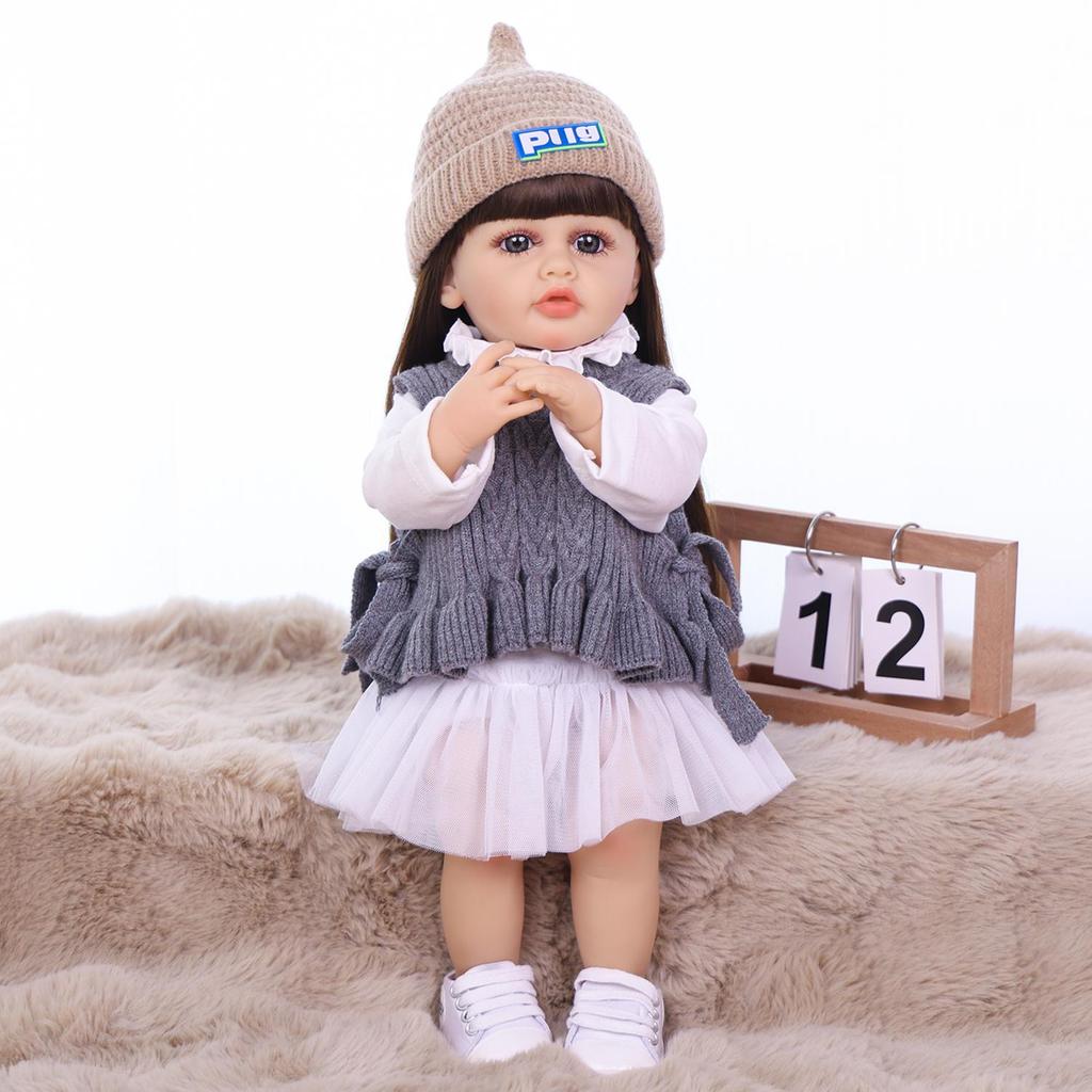 kEIUMI Full Silicone Vinyl 22 Inch Reborn Baby Doll Realistic Skin Look Like Newborn Girl Toys Children Gift