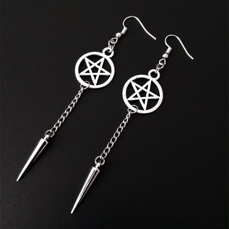 New Gothic Five-Pointed Star Dagger Earrings: Dark Supernatural Charm & Unique Friendship Gift