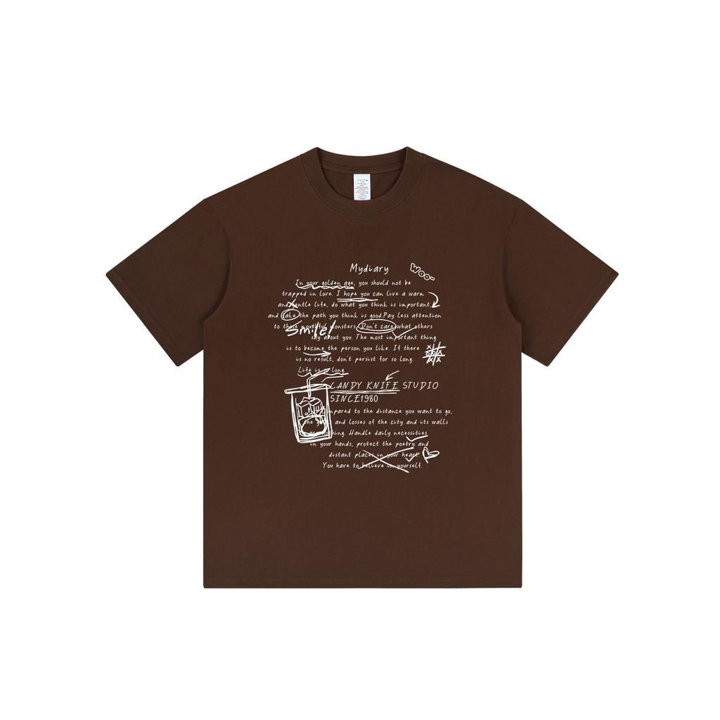 American Graffiti Apricot T-Shirt - Unisex Loose Fit Half Sleeve Pure Cotton