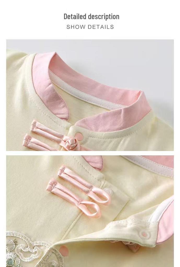 Chinese Trendy Embroidery Infant Jumpsuit - Summer Style Boneless Crawling Bodysuit