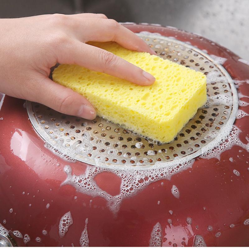 2PCS Natural Wood Pulp Sponge Dishwashing Magic Cleaning Brush Absorbent Sponge Scouring Cloth Cleaning Dishwashing Eraser