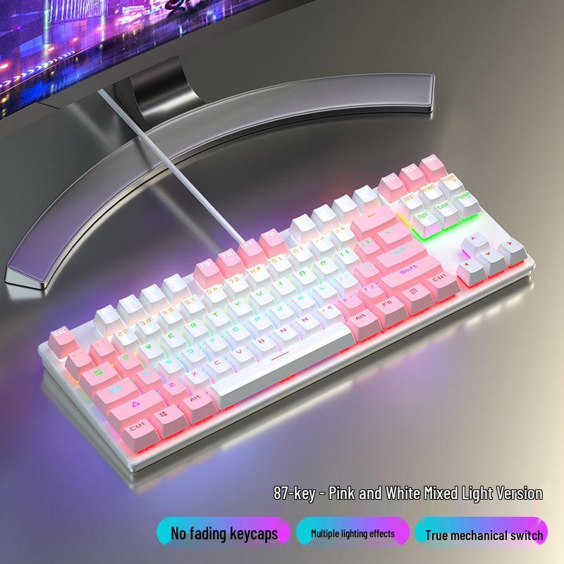 87-Key Mechanical Keyboard with Blue, Black, Red, Brown Switches - Wired for E-sports, Gaming, Typing, Desktop, Laptop, Universal Compatibility
