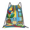 Custom S-Squirtles Drawstring Backpack Sports Gym Bag for Women Men Cartoon Training Sackpack