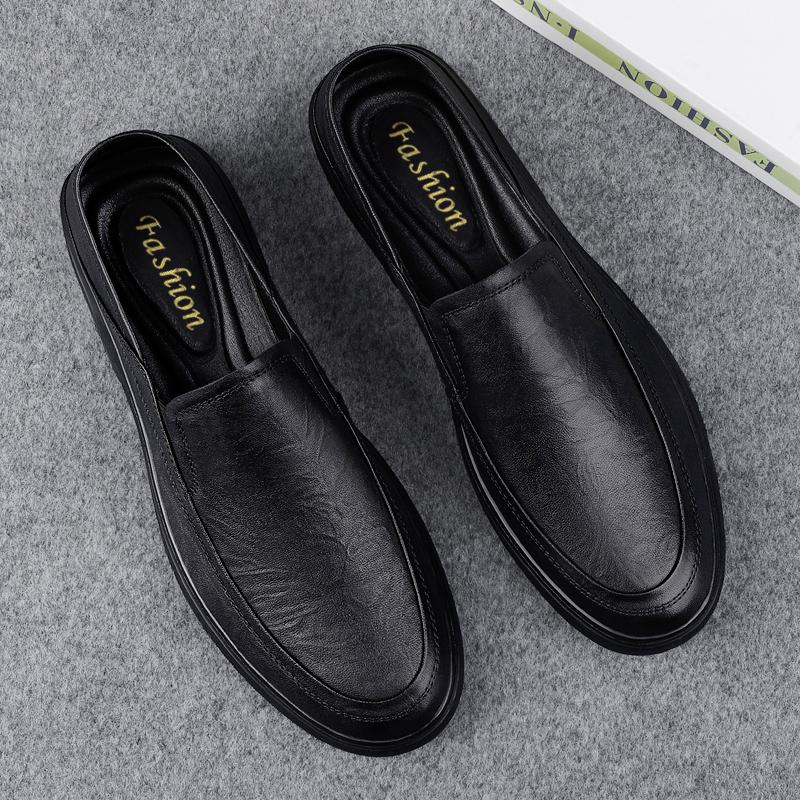 Fashion Spring Autumn Men's Leather Casual Shoes Soft Leisure Flats Daily Slip-on Loafers Outdoor Non-slip Flat Men Driving Shoes Men
