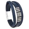 European-American Retro Style Zinc Alloy Multi-Layer Men's Leather Bracelet