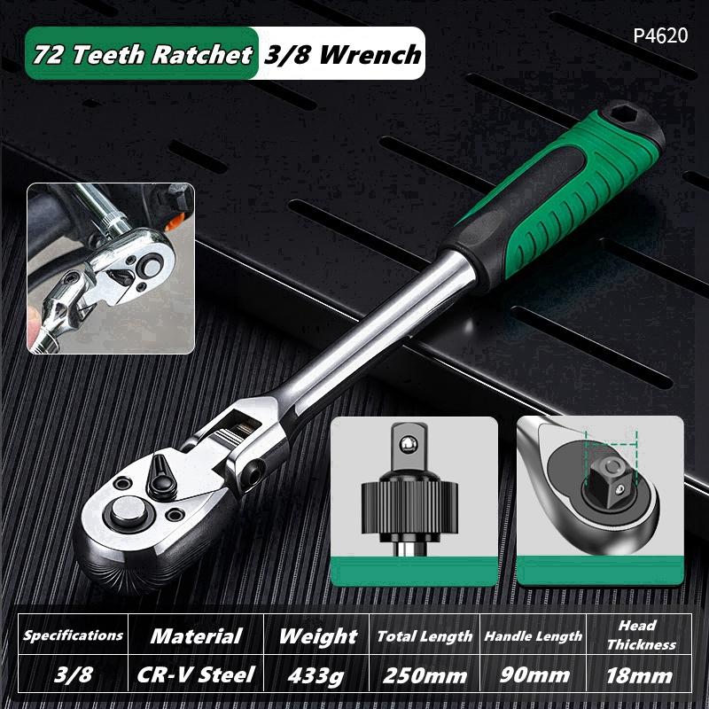 1/4 3/8 1/2 Inch Adjustable Ratchet Wrench Drive Rotating Ratchet Reversible Drive 72 Tooth Socket Wrench Morot Mechanical Tool