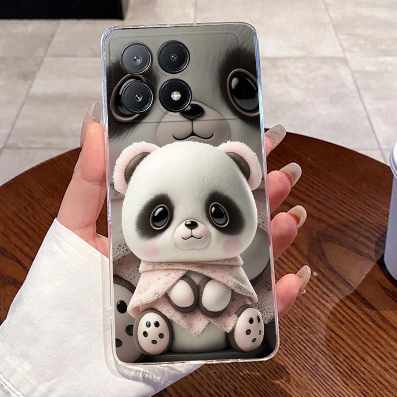 Case Poco X6 Pro 5G/Poco X6 5G Clear Luxury Cute Love Rabbit Funny Soft Silicone Phone Case PocoX6 X6Pro Transparent Back Cover