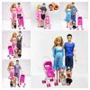 Pregnant Stroller Rubber Mom Boy Girl Dad Dolls Family Set Toy House Playing