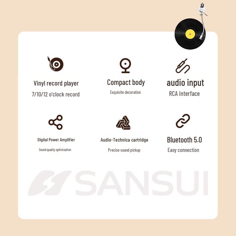 Shanshui V15 Retro Bluetooth Vinyl Record Player CN plug (adapter included)