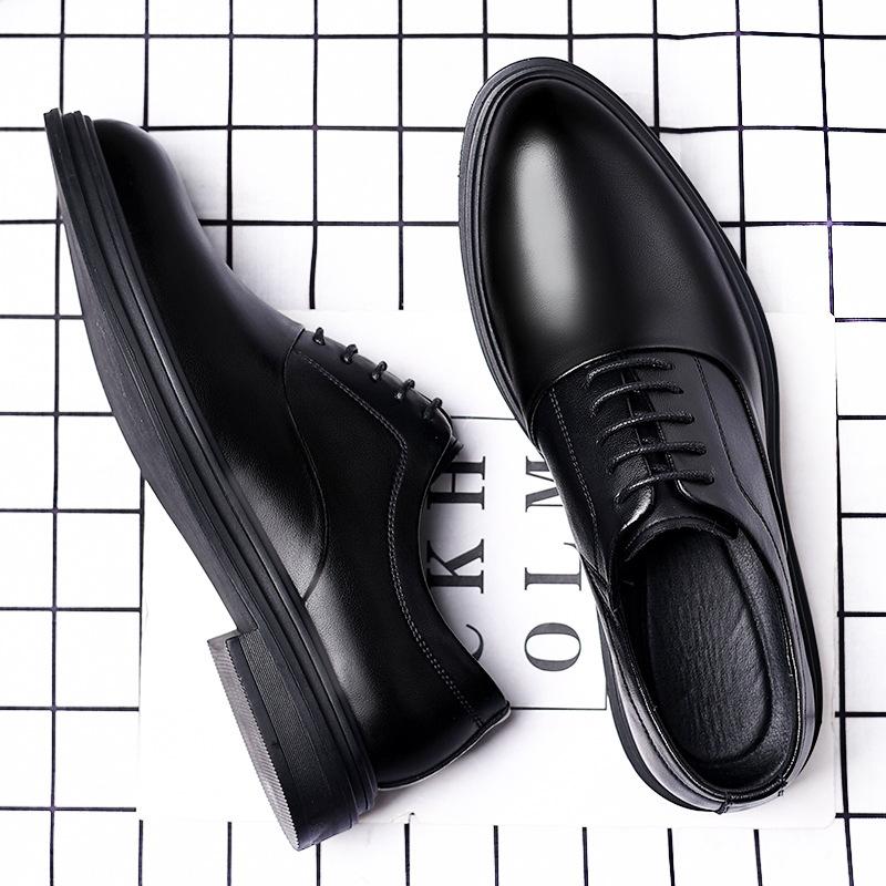 Mens Business Formal Casual Leather Shoes British Korean Style Pointed Toe Groom Wedding Dress Shoes For Suit Comfortable
