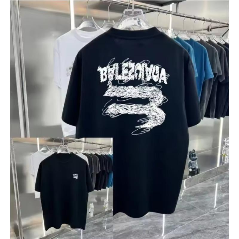 Summer New Handpainted Letter Printing Shortsleeved Unisexs Fashion Brand Halfsleeved Unisexs and Womens Loose Casual Tshirt
