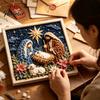 Náboženské DIY projekty pro dospělé, Křesťanský látkový poke art kit, 3D řemeslné předřezané materiály, Téma ručně vyráběných dárků víry, Vytváření betléma