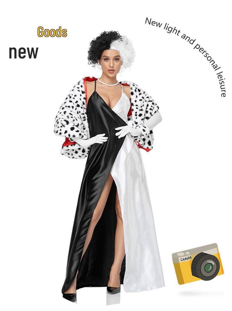 2021 Cruella 101 Dalmatians Evening Gown: Halloween Costume & Stage Performance Outfit