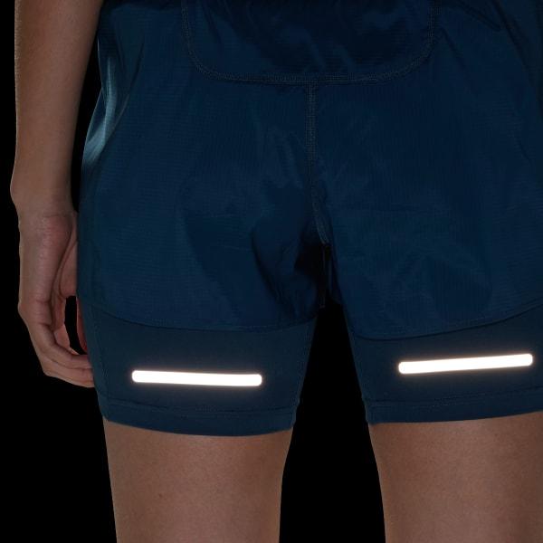 Adidas Pure Color Logo Elastic Waist 2-In-1 Sports Shorts Women Bottoms Night-Blue HZ4481