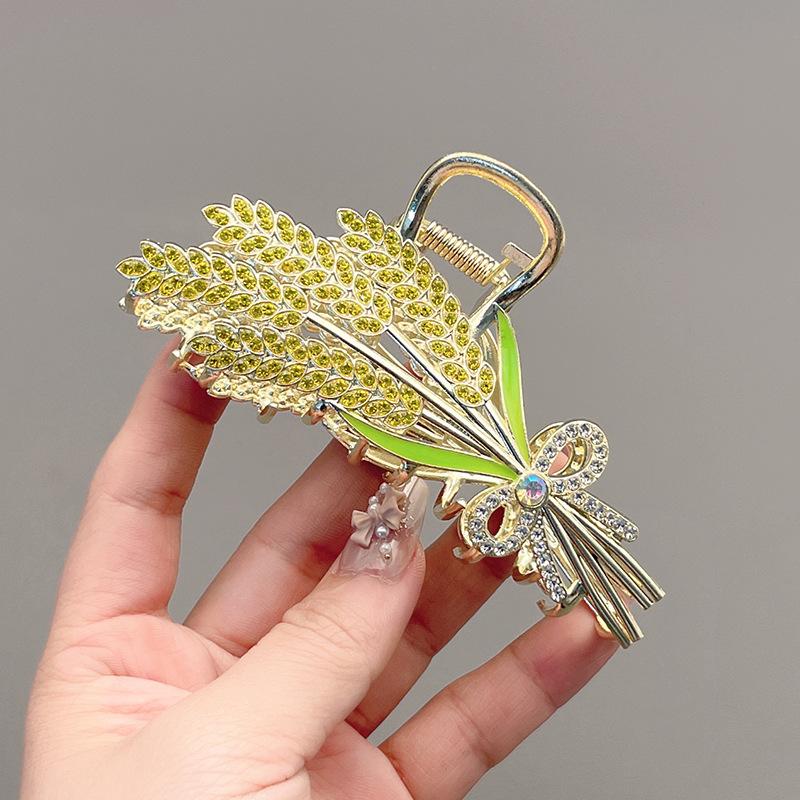 1Pc Wheat Ears Hairpin, Women's Hair on The Back of The Head, Big Grab Clip, Elegant and Advanced Metal Shark Clip, Headgear, New Hairpin