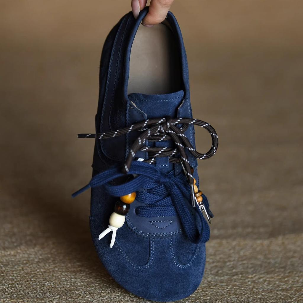 Frosted leather lace-up German training shoes women's fashion casual shoes soft sole deep mouth women's shoes newly opened round head single shoes