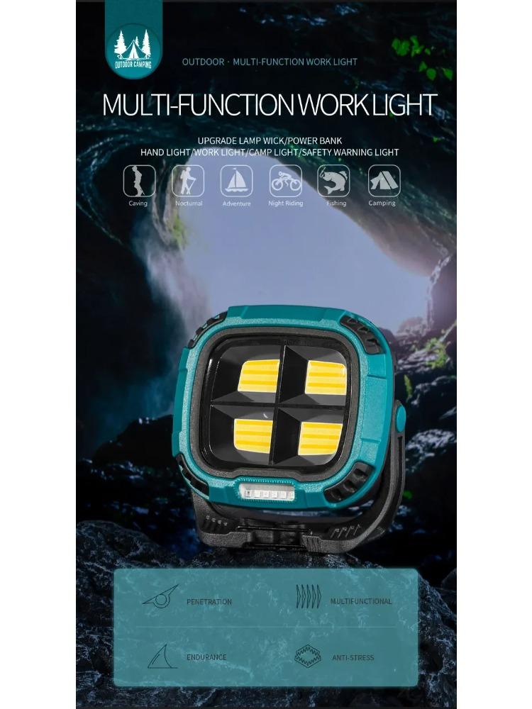 Hook Portable LED Flashlight Rechargeable Camping Hiking Fishing Light with Power Bank Strong Magnetic Adsorption Lantern