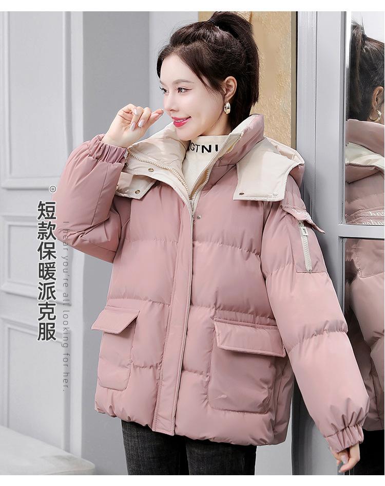 Down cotton-padded clothes women's short new bread clothes winter loose cotton-padded clothes hooded thickened cotton-padded jacket