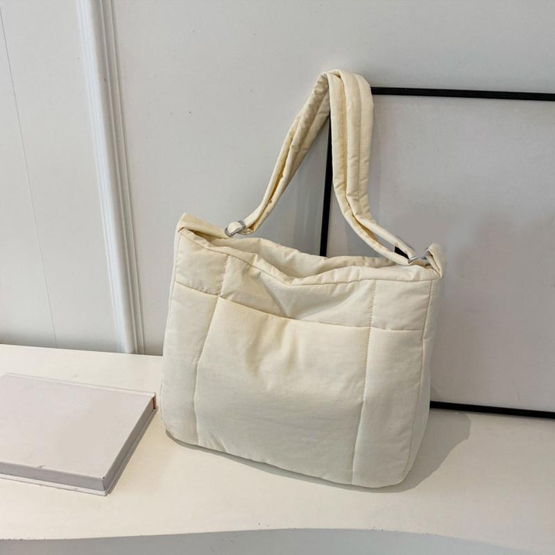 Women Simple Tote Bag Solid Color Puffer Shoulder Crossbody Bag Large Capacity Fashion Laptop Handbags for Travel Work ARI