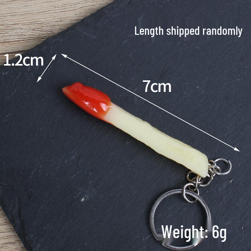 Creative Food Model Keychain: Ketchup, Chicken Nuggets, French Fries Pendant for Student Backpacks