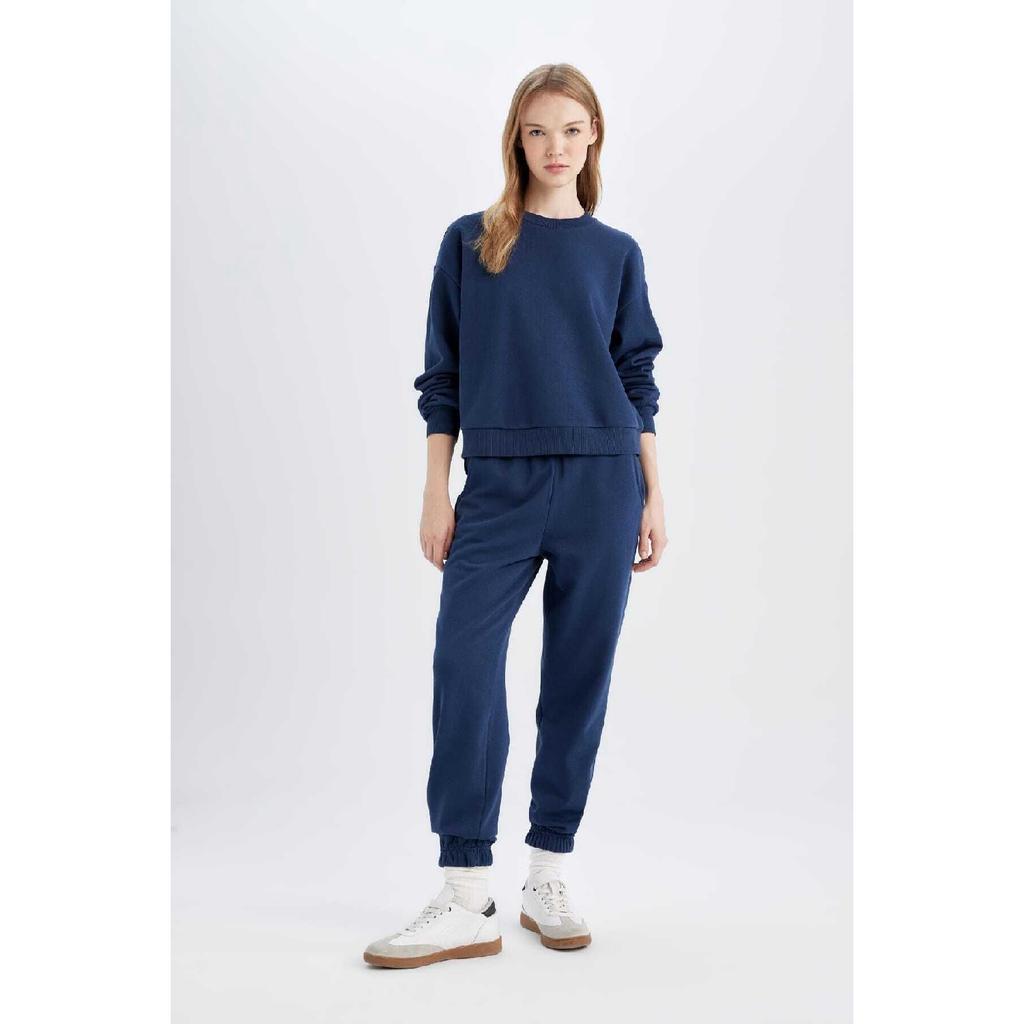 Normální střih Basic Silný fleece Uvnitř Crew Výstřih Pružný pas Bavlna Tepláková souprava D8022axns