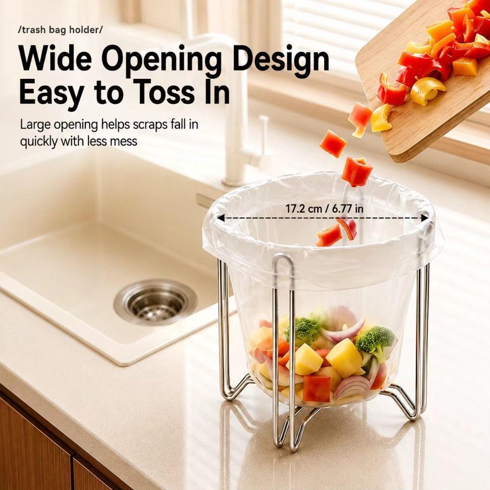Foldable Trash Bag Holder Portable Kitchen Sink Strainer Rust-proof Waste Bag Support Stand Home