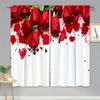 2stk Red Rose Abstrakt Marmormønster Gardiner Stanglomme Valentinsdagsdekorasjon Trykt Lysfiltrerende Kjøkkengardin