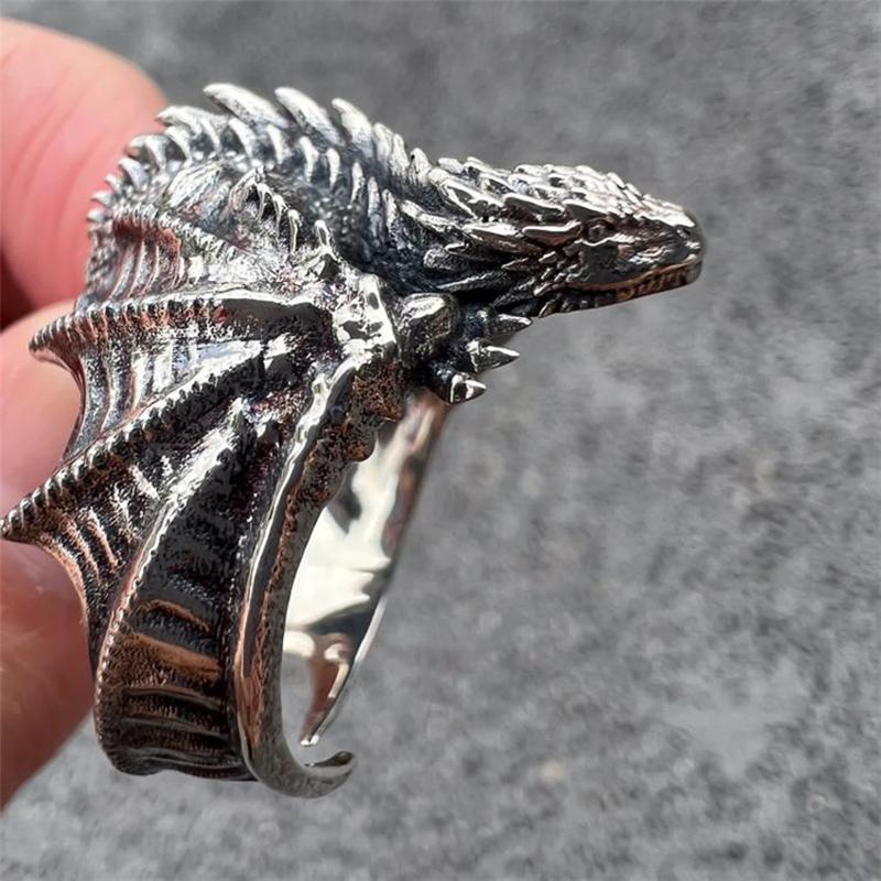 Dragon Rings Gothic Punk Style Pterosaur Wings Opening Adjustable Rings Vintage Jewelry Accessories Gifts
