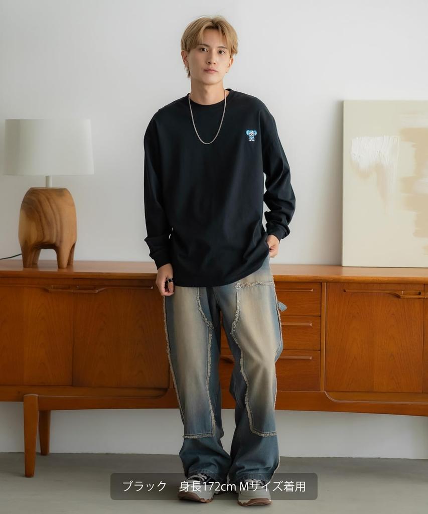 IMPROMES Casual SIDEWAYSTANCE Embroidered Downer Rat Long Sleeve T-Shirt, Men's, Purple