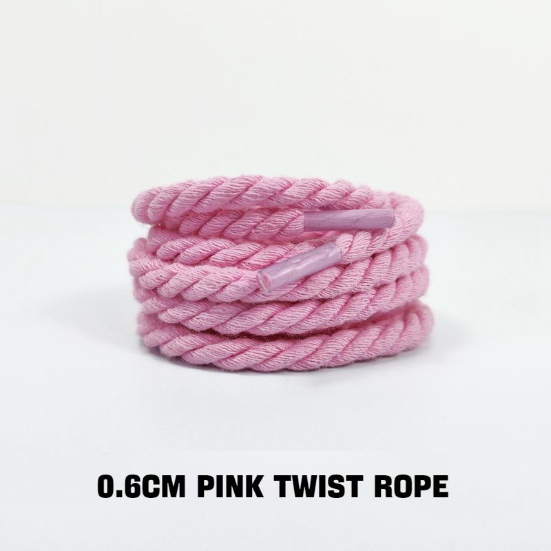 Round Shoelaces AF1/AJ1 0.6CM Thicker Cotton Shoelace Twisted Rope Laces Sneakers Boots Shoe laces for Shoes 120/140/160CM 1Pair