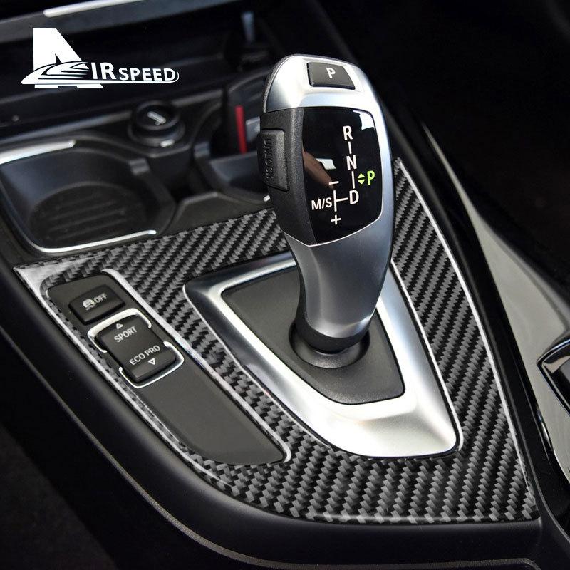AIRSPEED for BMW F20 F21 LHD Car Interior Carbon Fiber Gear Shift Panel Cover Trim Car Stickers 1 Series 116i 118i Accessories