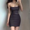 Style Light and Familiar Imperial Sister Solid Color Temperament Summer New European and American Sexy Pure Desire Hip Wrap Thin Shoulder Strap Solid