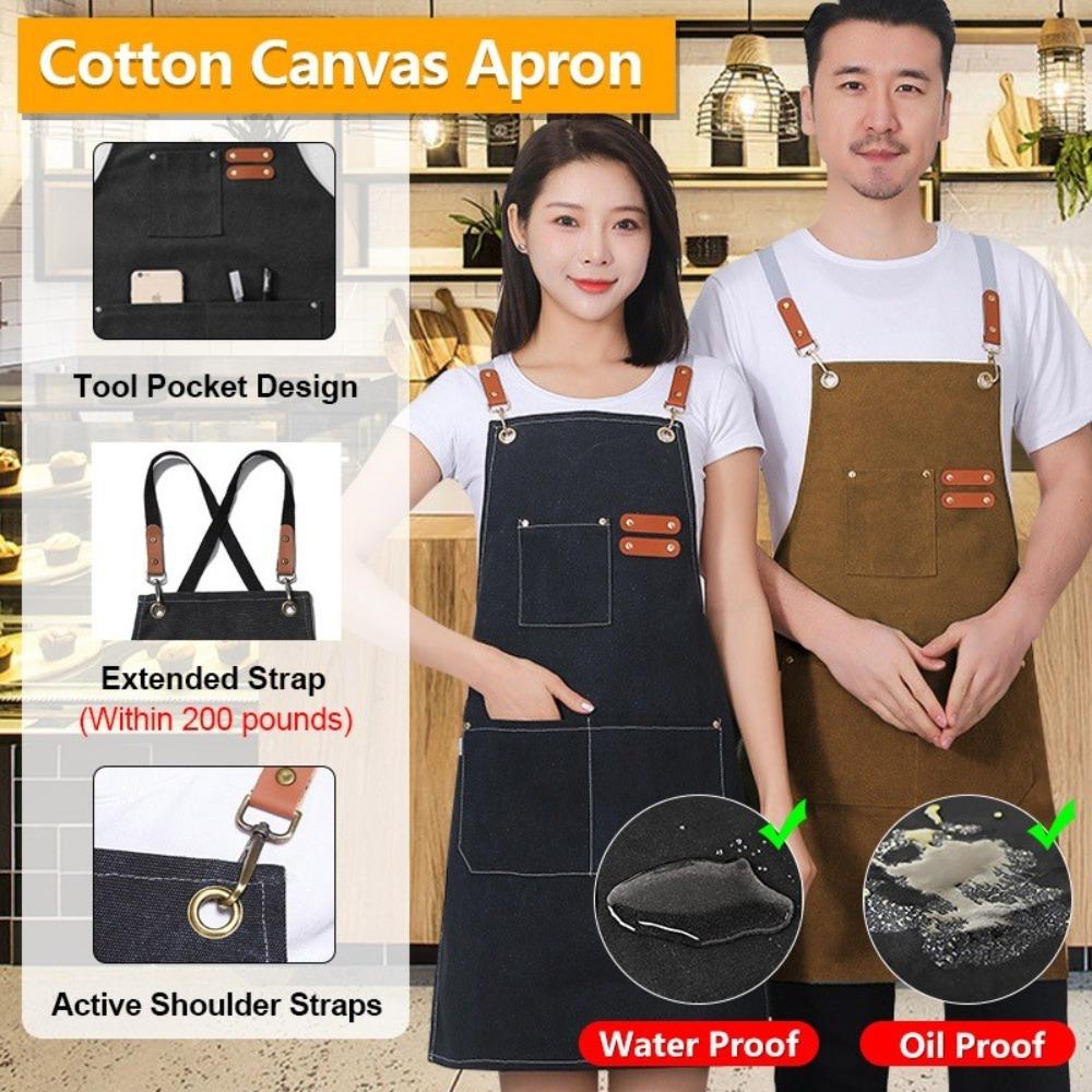 Water Proof Thickened Canvas Apron Wipe Hands Fashion Adult Apron  Household