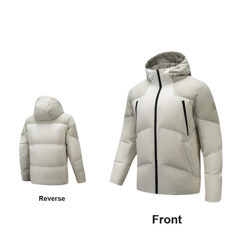 Anta Lightweight Six-Degree Core Color-Blocked Dual-Side Pocket Warm Windproof Hooded Down Jacket Men Outerwear 152617911S-1