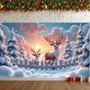 Christmas Backdrop Snow-Covered Winter Reindeer Banner Holiday Background Wildlife Design Winter Wildlife Banner For Winter