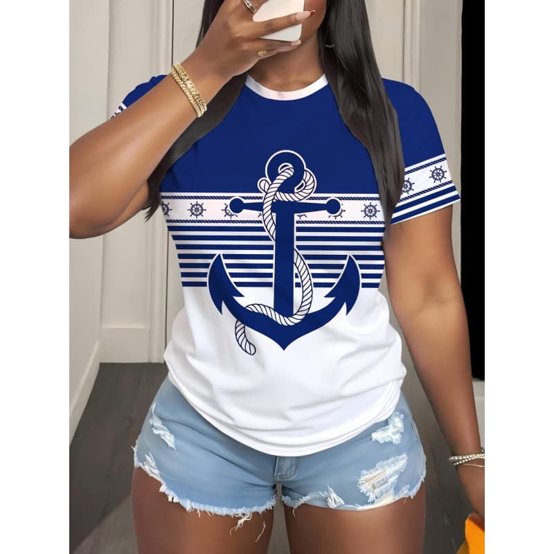 3D-gedrucktes Damen-Kurzarm-T-Shirt, Übergrößen Damenbekleidung, modisch und vielseitig