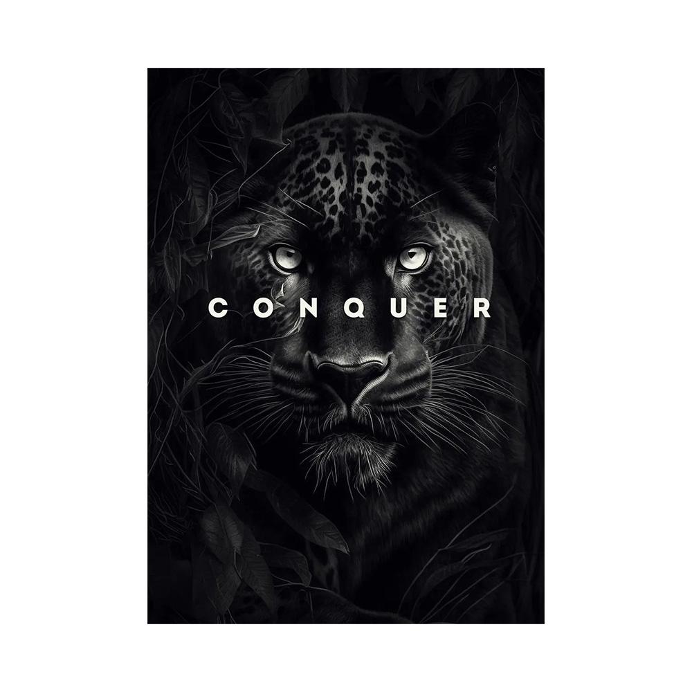 Citazioni Motivazionali Conquista Focus Pittura su Tela Leone Tigre Leopardo Animali Feroci Poster Stampa Muro Soggiorno Decorazioni per la Casa