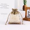 10pcs Window Linen Bundle Pocket Mesh Splicing Bag Cosmetic Organizer Storage Bag Jewelry Drawstring Storage Bag