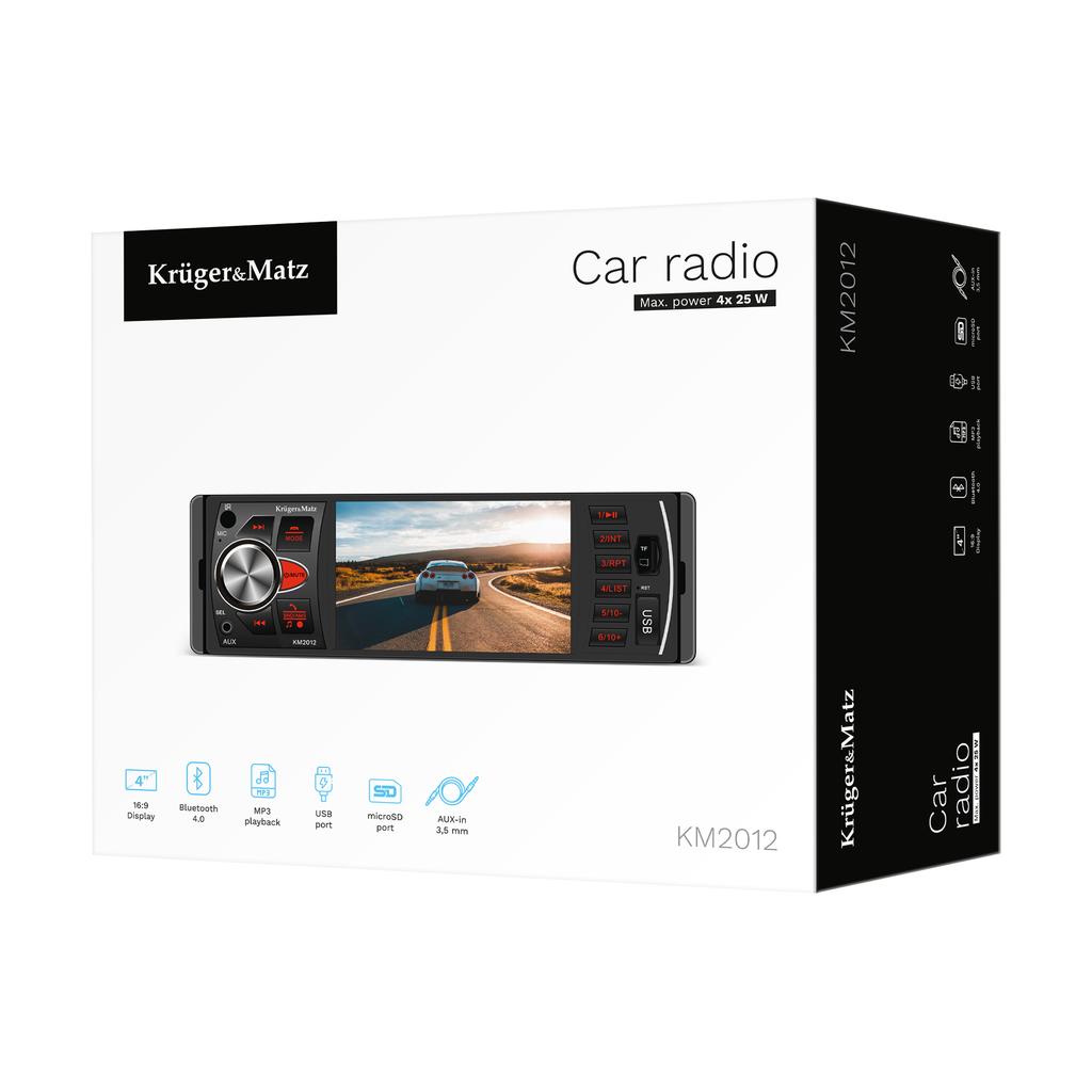 Kruger&Matz Bluetooth 4” Car Radio AUX Reversing Camera Socket 1 DIN