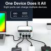 120W Desktop Charger USB Universal Multi-Port PD Fast Charger with Multi-Color Ambient Lighting Display for Mobile Phones Laptop