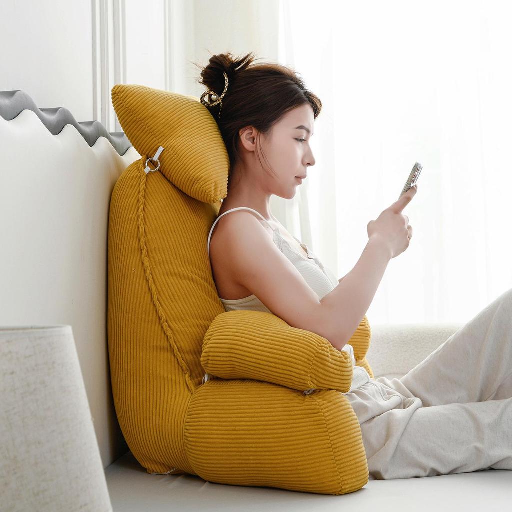 Corduroy Headboard Cushion: Soft Upholstered Lumbar Support & Neck Protection Pillow for Reading in Bed or Dorm